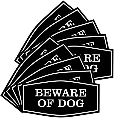 Vista 47 de All Quality Fancy Beware of Dog Letrero Material duradero Señales de seguridad para el hogar Fácil de instalar (negro/oro), mediano, 1 paquete
