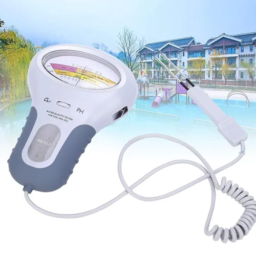 Vista 2 de Probador de calidad del agua, probador eléctrico de piscina PC-102B CL2 y probador para piscina, spa, analizador de calidad de agua con sonda, kit