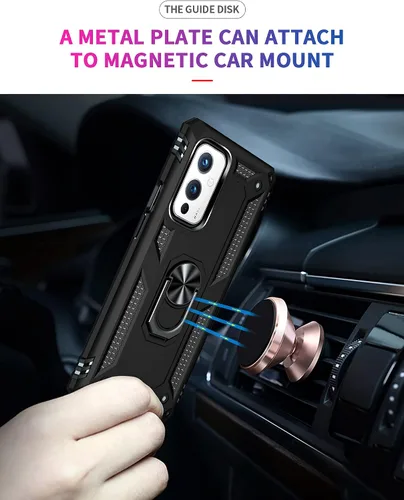 Vista 4 de Funda para OnePlus 9 (no compatible con 9 Pro】 con [2 unidades] Protector de pantalla de vidrio templado, para OnePlus 9 5G Heavy Duty Armor
