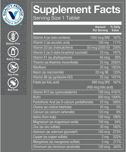 Vista 3 de The Vitamin Shoppe One Daily Multivitamínico para hombre 180 tabletas