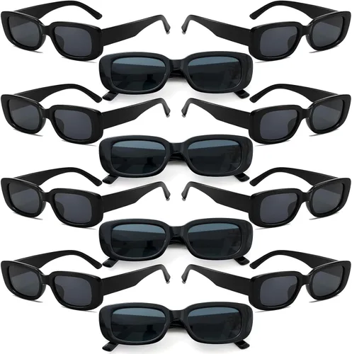 Vista 10 de Gafas de sol para fiesta, a granel, retro, pequeñas, rectangulares, para mujer, vintage, cuadradas, paquete de 12