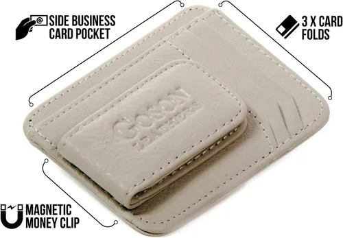 Vista 4 de Goson Cartera de cuero con clip para dinero para hombre, billetera de bolsillo frontal, tarjetero de crédito, cartera minimalista delgada