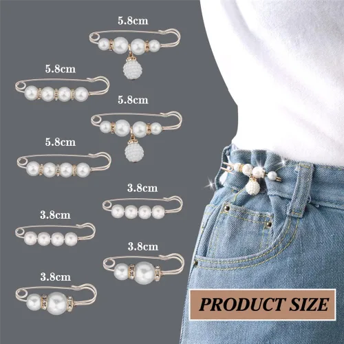 Vista 2 de 8 broches de perlas, broches de diamantes de imitación de perlas para mujer, broches de seguridad para ropa, suéter, chal, pantalones, extensores