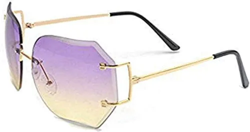 Vista 12 de lentes de sol sin montura de tamaño grande con lentes transparentes para mujer.