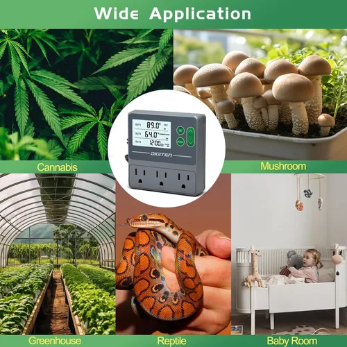Vista 7 de Controlador de temperatura y humedad de doble sonda, sensores independientes para control preciso de temperatura y humedad, compatible