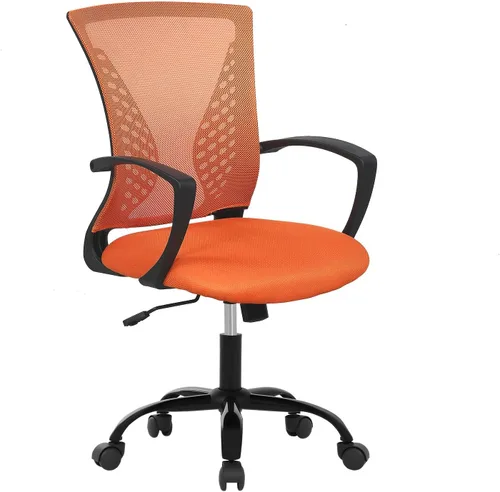 Vista 8 de PayLessHere Silla de oficina, silla de escritorio, silla de computadora, silla ergonómica, malla ejecutiva ajustable, respaldo medio con ruedas Negro