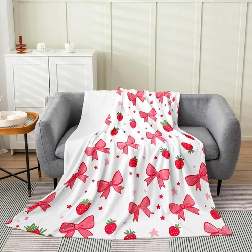 Vista 40 de Erosebridal Manta de franela con nudo de lazo para niñas, 40 x 50 pulgadas, diseño de rayas de diamante, para sofá cama y cama de vellón para niños