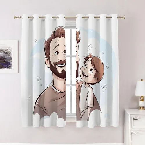 Vista 177 de Cortinas opacas de poliéster multicapa marrón con diseño de bosque natural, 2 unidades, 26 x 24 pulgadas