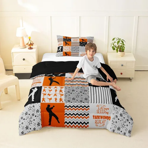 Vista 91 de Erosebridal Softball Comforter Set Patchwork Buffalo Plaid Twin Bedding Sets for Girls Kids Teens Child Galaxy Stars Ball Game Baseball Comforter