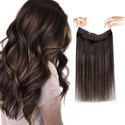 Vista 42 de Sassina Extensiones de Cabello con Alambre Invisible Cabello Humano Real con Alambre Transparente Tamaño Ajustable Clips Seguros Naturales Liso