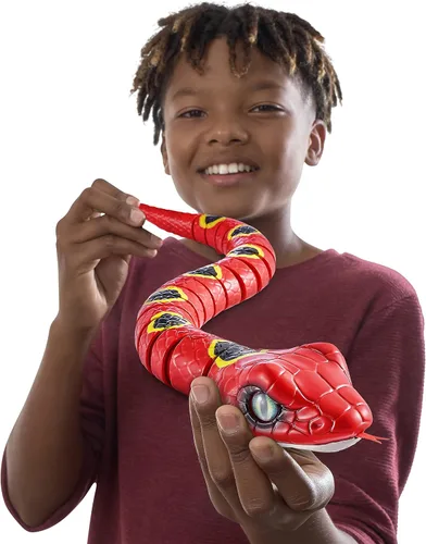 Vista 6 de Robo Alive Slithering Snake Series 3 Red by ZURU - Juguete robótico de reptil iluminado con batería que se mueve (rojo), multicolor, 7150A