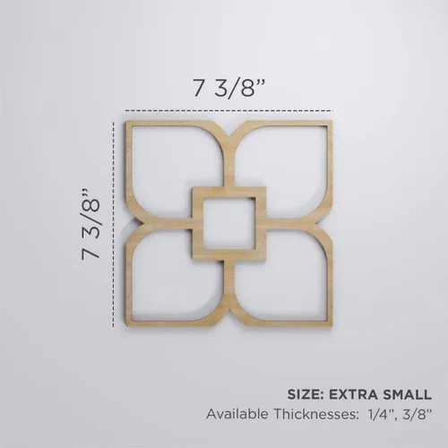 Vista 2 de 7 3/8"W X 7 3/8"H Olivia Extra Pequeña Paneles Decorativos De Madera De Calado, Cereza