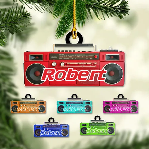 Vista 9 de Adorno de radio personalizado 2025, adorno de radio retro personalizado, cinta de cassette, adornos retro, adornos de radio de Navidad, adornos