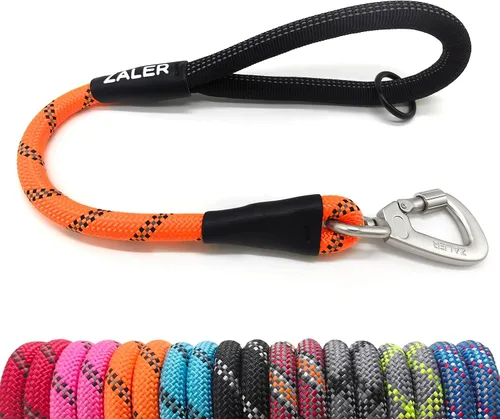 Vista 12 de ZALER Correa corta para perro, correa de tráfico de cuerda de 18 pulgadas para perros, correa reflectante con junta tórica, correa resistente