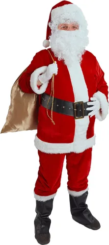 Vista 2 de Kofero Disfraz de Papá Noel para hombre, traje de Papá Noel para adultos, 11 piezas, terciopelo de lujo, traje de Navidad, fiesta de vacaciones, Rojo
