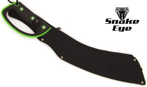 Vista 4 de Snake Eye Tactical Machete de hoja fija Full-Tang con vaina para caza, camping, pesca al aire libre (BK-GN)