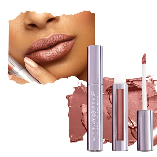 Vista 13 de Runway Rogue Lápiz Labial Líquido de Seda Glam, Lápiz Labial de Larga Duración Rosa Helado-Limonada, ‘Call Sheet