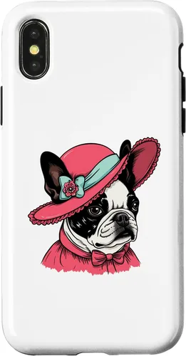 Vista 4 de Carcasa victoriana para iPhone 14 Boston Terrier English Lady Funny Dog