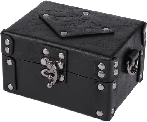 Vista 3 de HiiFeuer Caja medieval de alquimia de piel sintética con 12 viales de poción de corcho, bolsa cruzada portátil de fantasía, soporte para joyas
