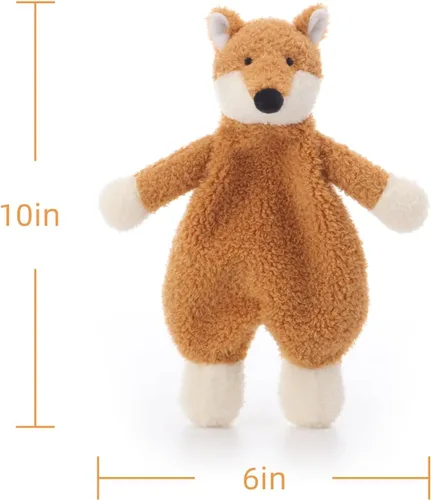 Vista 8 de Apricot Lamb Manta de seguridad de animales de peluche, diseño de zorro amarillo, manta de personaje para guardería, felpa de lujo para acurrucarse