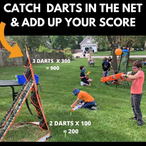 Vista 3 de Objetivo grande para niños. Juguete de práctica de tiro con red de almacenamiento para niños. Perfecto para fiestas Nerf en interiores y exteriores
