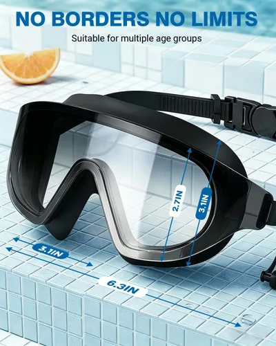 Vista 7 de Zoomsnail Paquete de 2 gafas de natación de visión amplia sin montura para adultos, antivaho con fugas UV para hombres y mujeres
