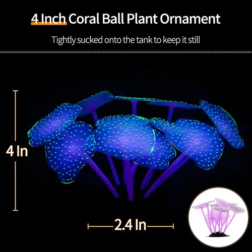 Vista 4 de Uniclife Paquete de 4 decoraciones para pecera, efecto brillante, decoración de acuario, pequeña medusa artificial de silicona, adorno de planta