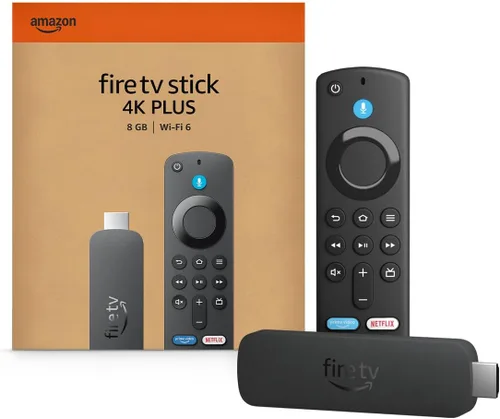 Vista 2 de Amazon Fire TV Stick 4K Plus, Wi-Fi 6, streaming de cientos de miles de películas y series, TV en vivo y gratis, encuentra programas más rápido