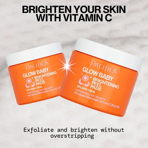 Vista 5 de Pacifica Beauty, Glow Baby - Almohadillas exfoliantes para bebés, 10% AHA y BHA, 60 unidades, ilumina y exfolia, para todo tipo de piel, sin