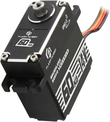 Vista 3 de FLASH HOBBY Servo sin escobillas de 132.3 lbs IP67 Servo impermeable 14V Servo de alto par con engranaje de metal completo para 1/8 1/10 RC Crawler