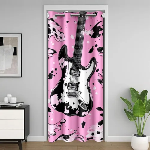Vista 31 de Castle Fairy Cowboy Boots Door Curtain for Doorways Privacy Bohemia Musical Guitar Doorway Curtain Western Rustic Cowgirl All Season Blackout