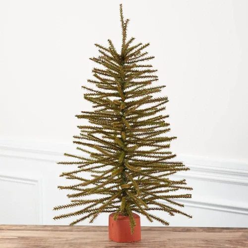 Vista 6 de Factory Direct Craft - Juego de 3 pinos artificiales con bases de madera, árboles de pino de Navidad de varios tamaños para decoración navideña