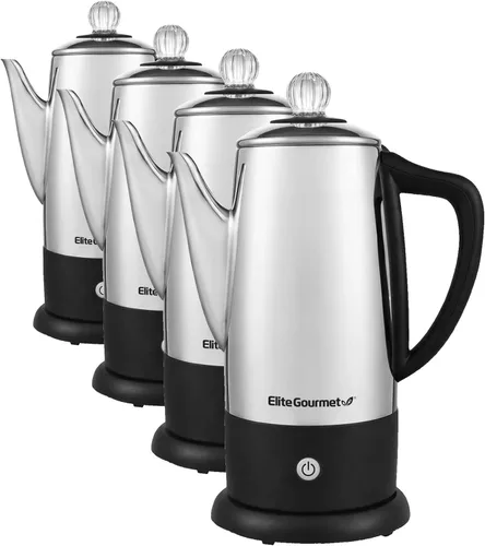 Vista 9 de Elite Gourmet EC140 Cafetera eléctrica de 6 tazas con función de mantener caliente, perilla de progreso de preparación transparente, mango de tacto