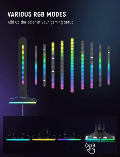 Vista 6 de FIFINE Streaming Microphone and Headphone Stand, USB Podcast Gaming PC Mic with Boom Arm, Pop Filter, Mute Button,RGB Headset Holder for Twitch