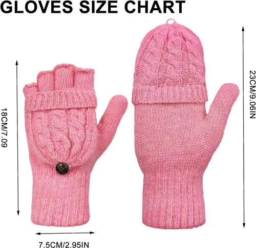 Vista 41 de Beurlike Guantes de invierno para mujer, de lana cálida, a prueba de viento, convertibles, sin dedos