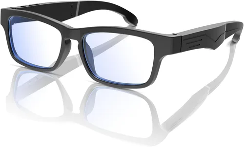 Vista 9 de Lentes de audio Bluetooth, lentes de luz azul, marco negro grande