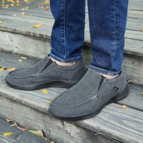 Vista 2 de OrthoComfoot Zapatos ortopédicos cómodos sin cordones para hombre con soporte de arco, mocasines ortopédicos para fascitis plantar, zapatos de lona