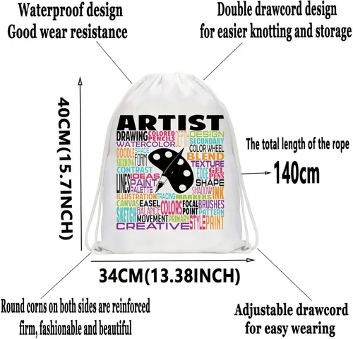 Vista 4 de LEVLO Bolsa de lona para artista, regalo para profesor de arte, bolso de hombro artístico para estudiantes de arte graduado