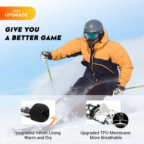 Vista 3 de ATERCEL Guantes de esquí para hombre y mujer, impermeables, 2022, guantes de nieve con pantalla táctil, guantes de snowboard para clima frío