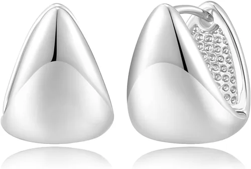Vista 9 de Aretes de aro pequeños y gruesos para mujer, aretes hipoalergénicos simples Negro