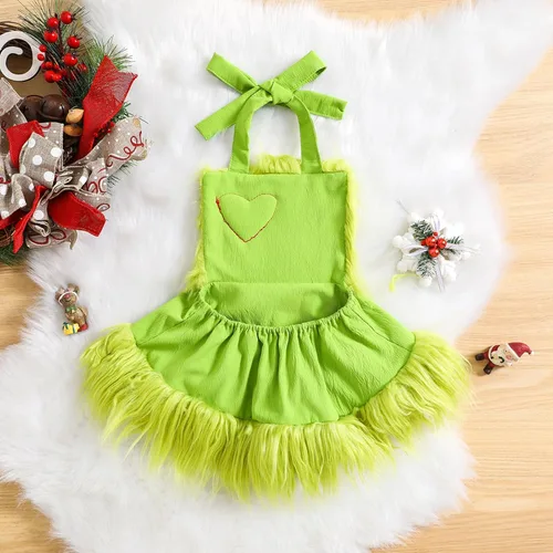 Vista 4 de Disfraz de Navidad para bebé, sin mangas, con cuello halter, vestido de traje de Navidad, regalos