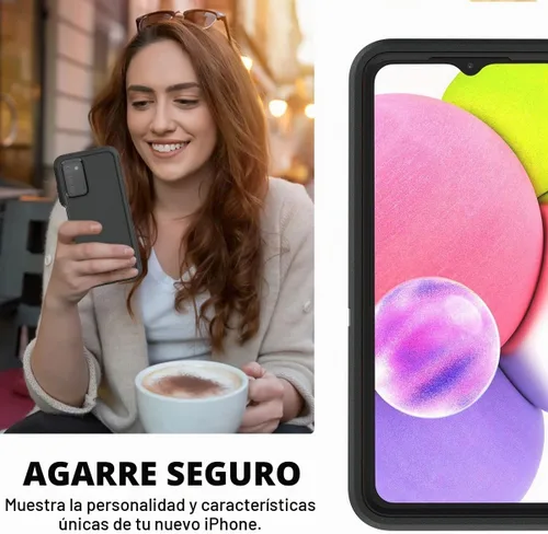 Vista 7 de AICase Funda para Galaxy A03S, resistente protección contra caídas, cuerpo completo, resistente a prueba de golpes y polvo, 3 capas, protección Negro