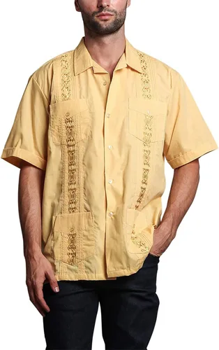 Vista 18 de G-style EE. UU. Remera playera mangas cortas de guayabera cubana para hombres