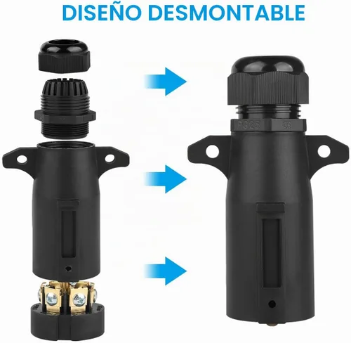 Vista 4 de Enchufe de remolque de 7 pines con sello impermeable Adaptador de reemplazo de cableado de remolque de 7 puntas Conector lateral de remolque redondo