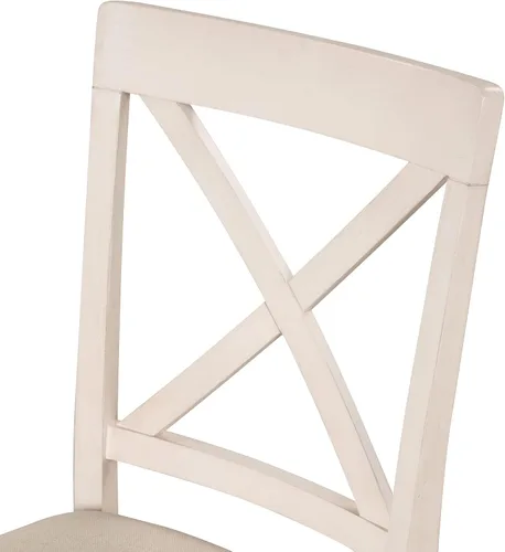 Vista 9 de JUSTONE Juego de mesa de comedor redonda de 5 piezas para 4, mesa redonda extensible con 4 sillas modernas con respaldo cruzado, juego de mesa