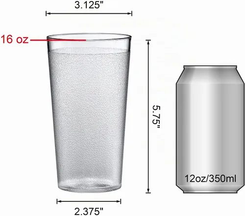Vista 5 de Amazing Abby - Cafely - Vasos de plástico de 16 onzas (juego de 8), vasos de plástico para beber, vasos de estilo restaurante, vasos de grado