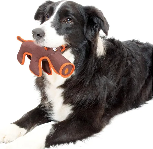 Vista 2 de Pet Life ® Animal Dura-Chew Reforzar Cosido Durable Resistente al Agua Peluche Masticar Tugging Perro Juguete Marrón