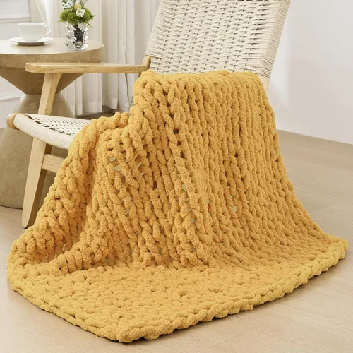 Vista 79 de Bigacogo - Cobija de punto grueso de 40 x 40 pulgadas, de felpilla, 100% tejida a mano, cobija pequeña de punto trenzado suave y grueso, con nudo