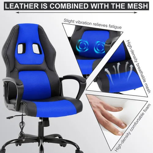 Vista 2 de Offcie - Silla de juegos de PC, silla de computadora estilo carreras con reposabrazos acolchado, silla ergonómica de escritorio para el hogar