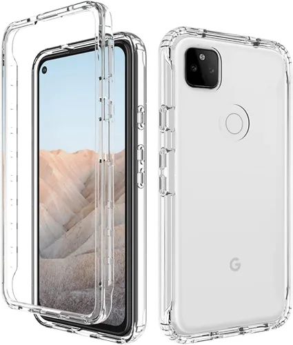 Vista 6 de Funda compatible con Google Pixel 5A 5G con protector de pantalla de vidrio templado, cuerpo completo, a prueba de golpes, transparente, flexible